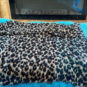 Brown and White Lightweight Casual Scarf with Leopard Print